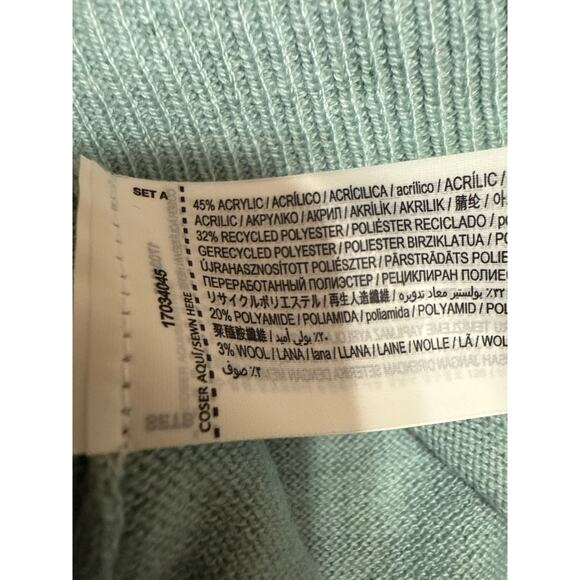 NEW MNG Mango Blue Long Sleeve Knit V Neck Button Up Cardigan Sweater Top Size M - Picture 5 of 5